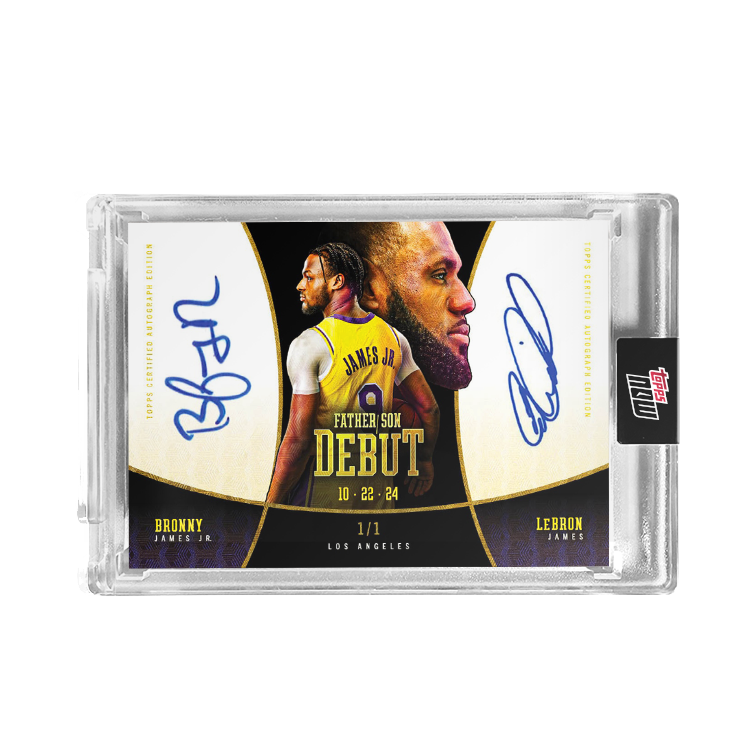 Historic NBA Moment: LeBron and Bronny James on Court with Exclusive Topps Trading Card