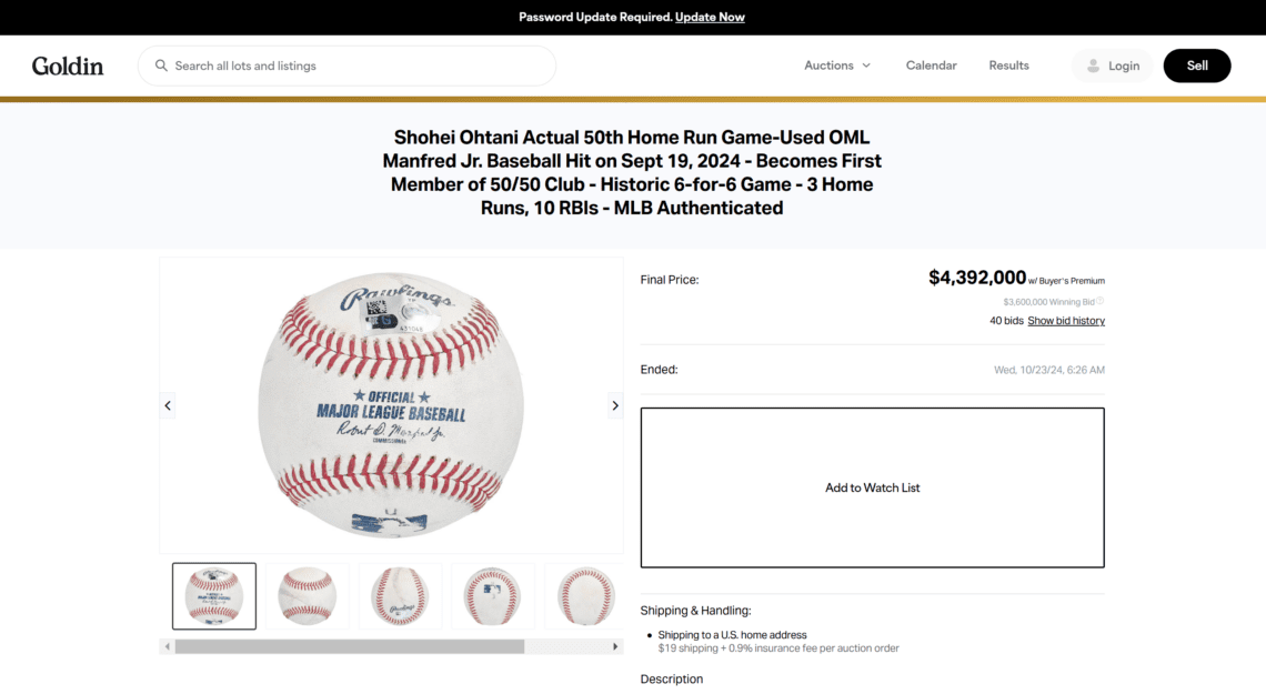 Ohtani's 50th Home Run Ball