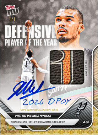 Victor Wembanyama - 2025-26 NBA Topps NOW® - Card DPOY